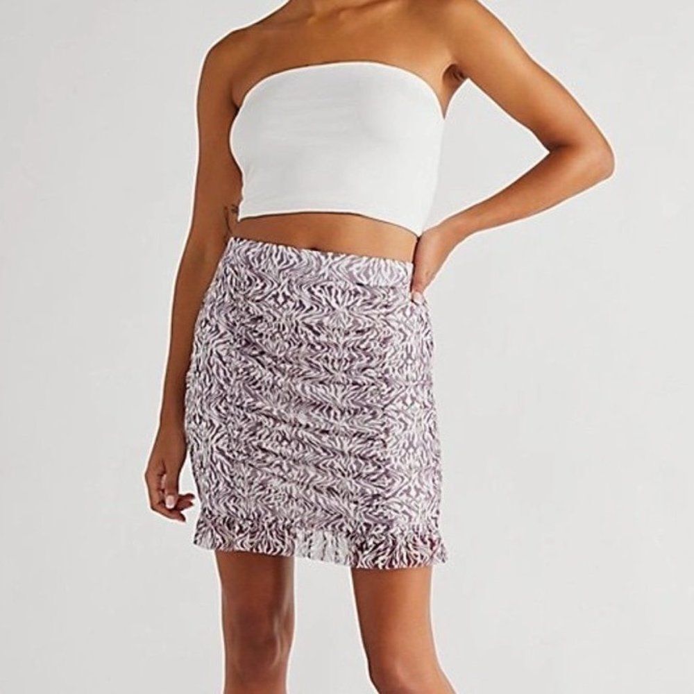 Free People Romi Mesh Mini Skirt Size XS Zebra Print Purple